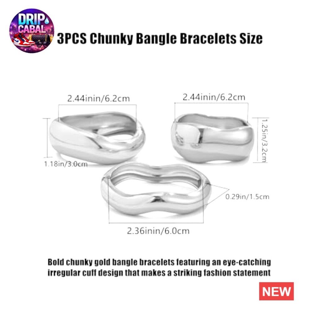 Chunky Gold Bangle Bracelets Stackable Statement … - image 4